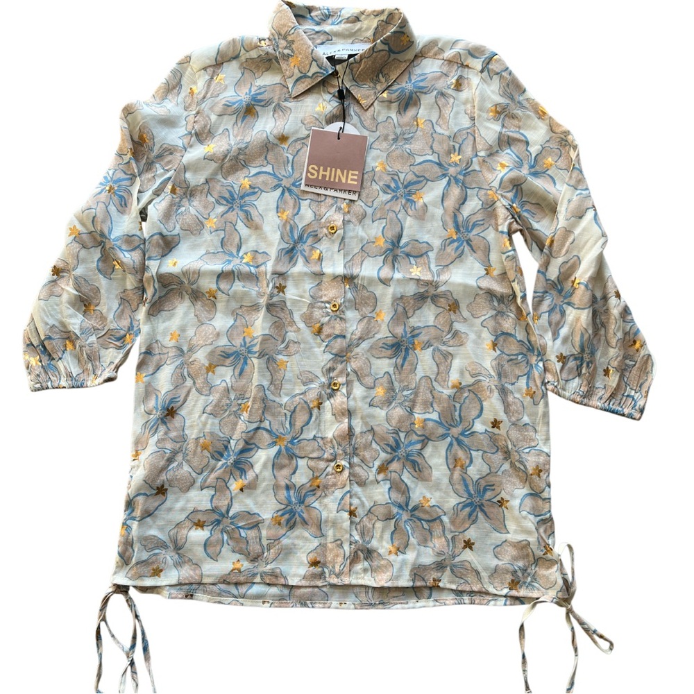 Alex &‎ Parker Floral Button Front Tunic Top Size S NWT Soft Texture
